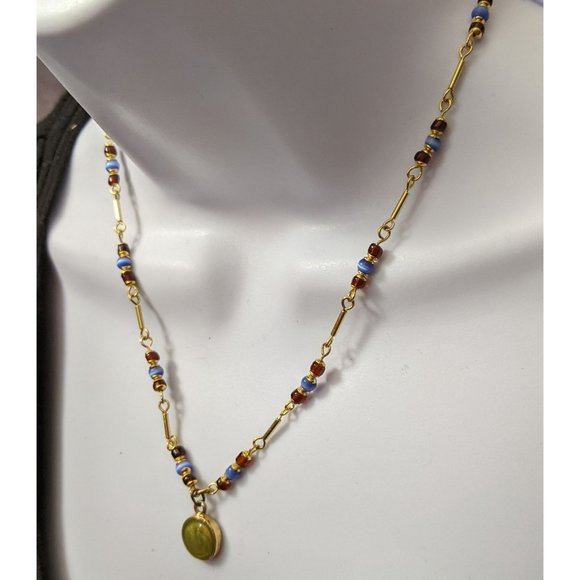 Vintage Kenneth Cole Gold And Blue Necklace - Picture 2 of 5